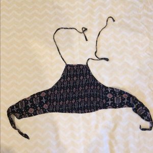 Blue tie up crop top